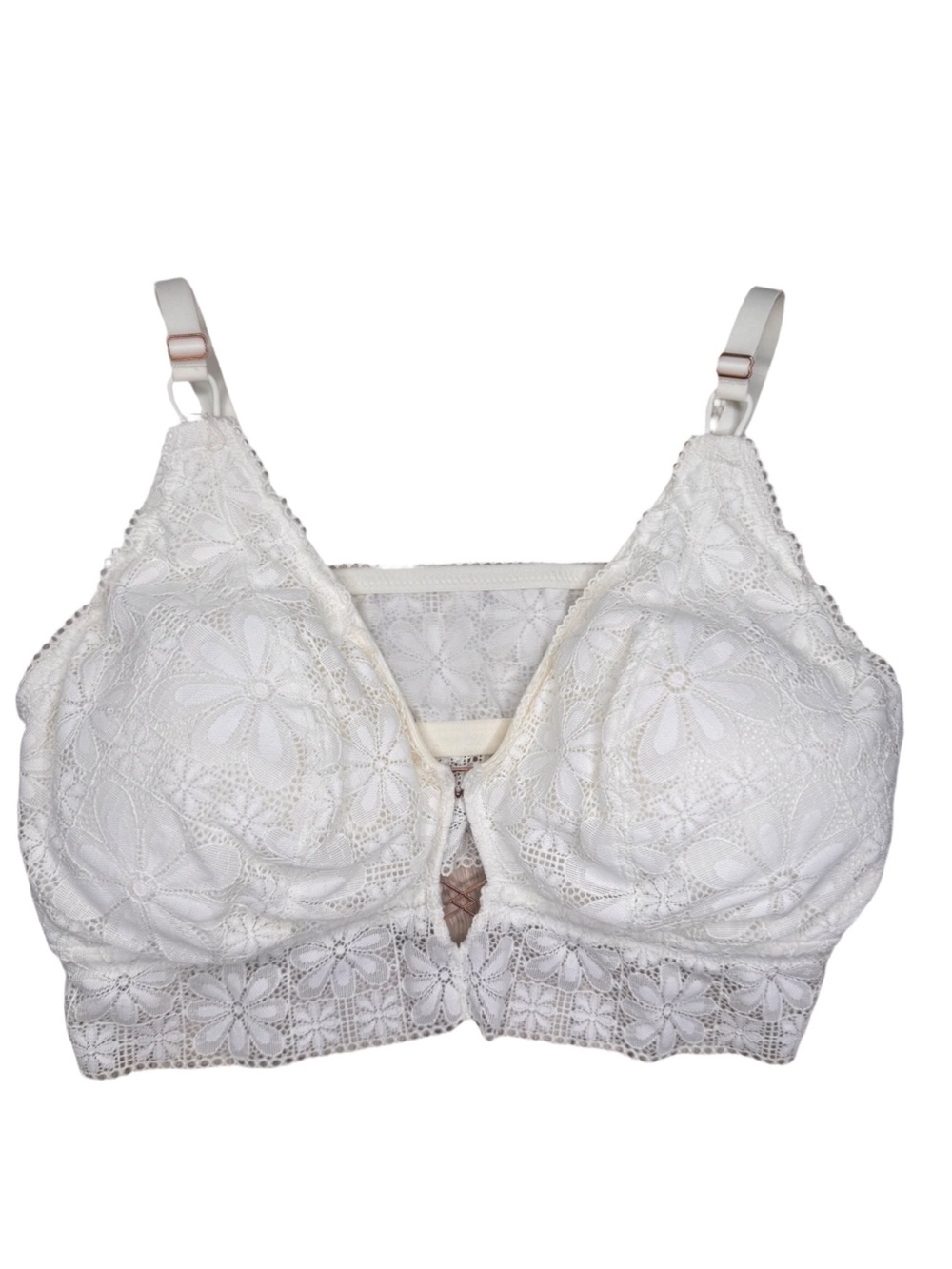 💕 2/$25 aerie White Floral Lace Bralette XXL